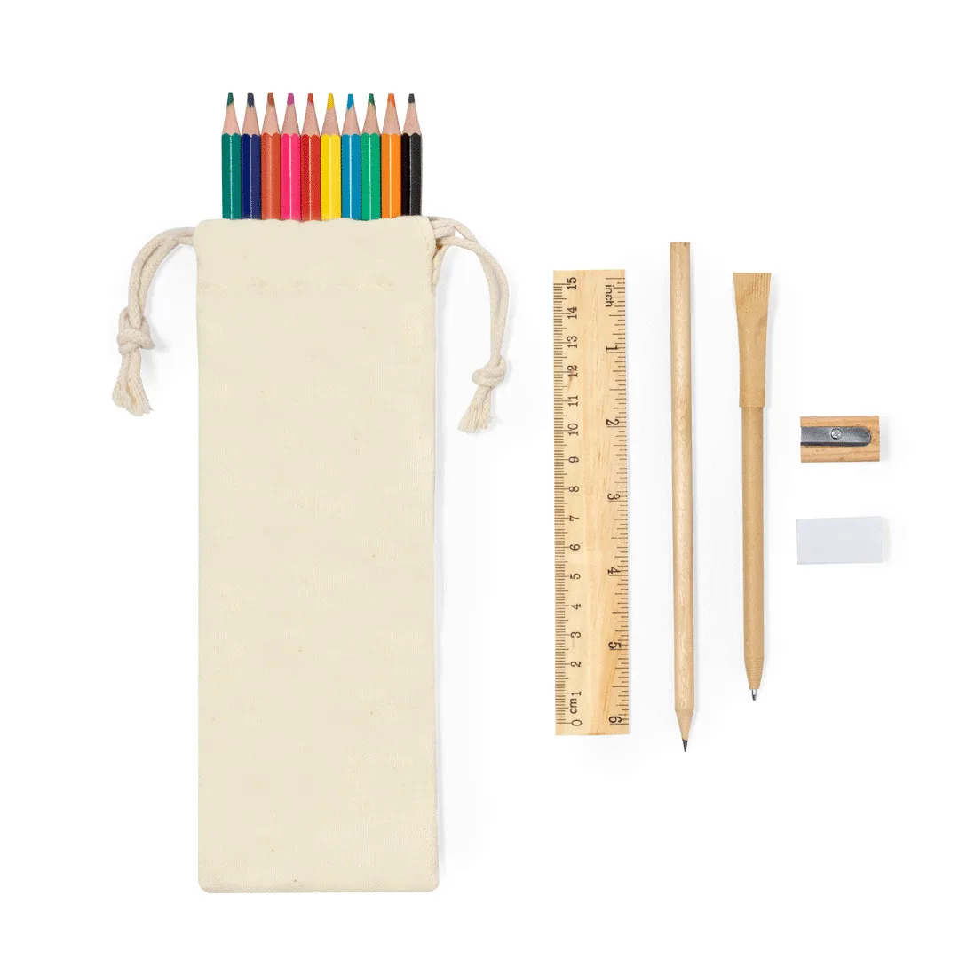ECO FRIENDLY PROMOTIONAL KRAFT PAPER COLORING NOTEBOOK WITH  COLORED PENCILS KIDS DRAWING NOTEPAD STATIONERY SET IN COTTON BAG