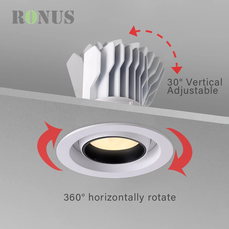15W Rotatable Recessed Dimmable Hotel Spot Down Light 18W Spotlight COB Adjustable LED Downlight