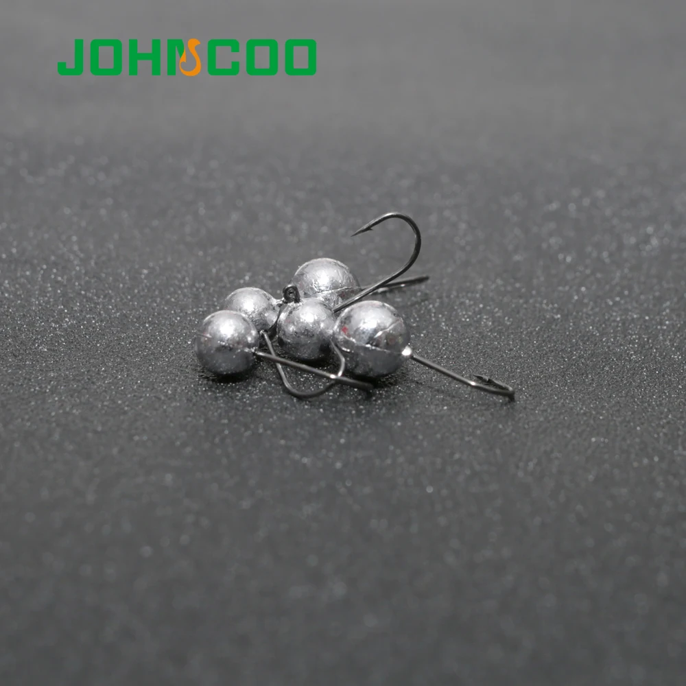 JOHNCOO 1g/1.5g/2g/3g/5g/7g  Soft Worm Fishing Hook 10pcs Jig Head Hook Barbed Single Fishhook Lead Head Hook