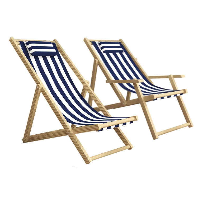 K&B wholesale high quality foldable wooden sea beach chairs adjustable height portable sun lounger beach chair