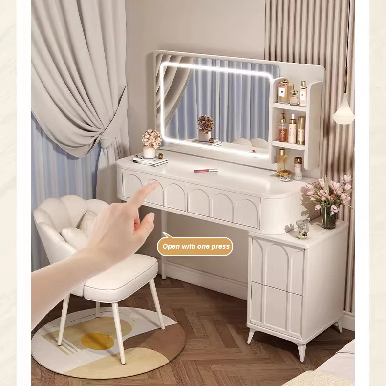 Cream dressing table small apartment bedside dressing makeup vanity table with mirror