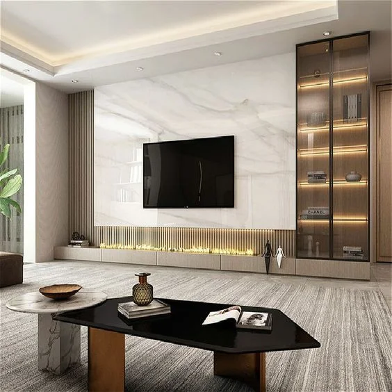 Modern Light Luxury TV Cabinet Wall Cabinet TV Background Wall