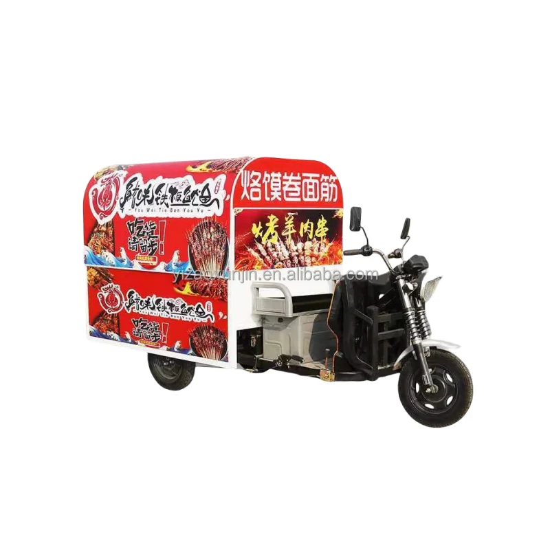 Electric motorcycle hot dog fryer and cake maker tricycle snack truck snack trailer