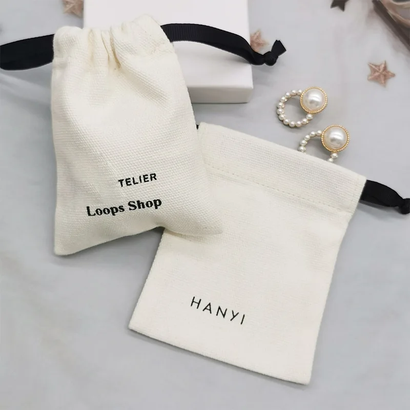 Wholesale Eco Muslin Cotton Linen Gift Packaging Pouch Customized Organic Cotton Drawstring Bag with Logo