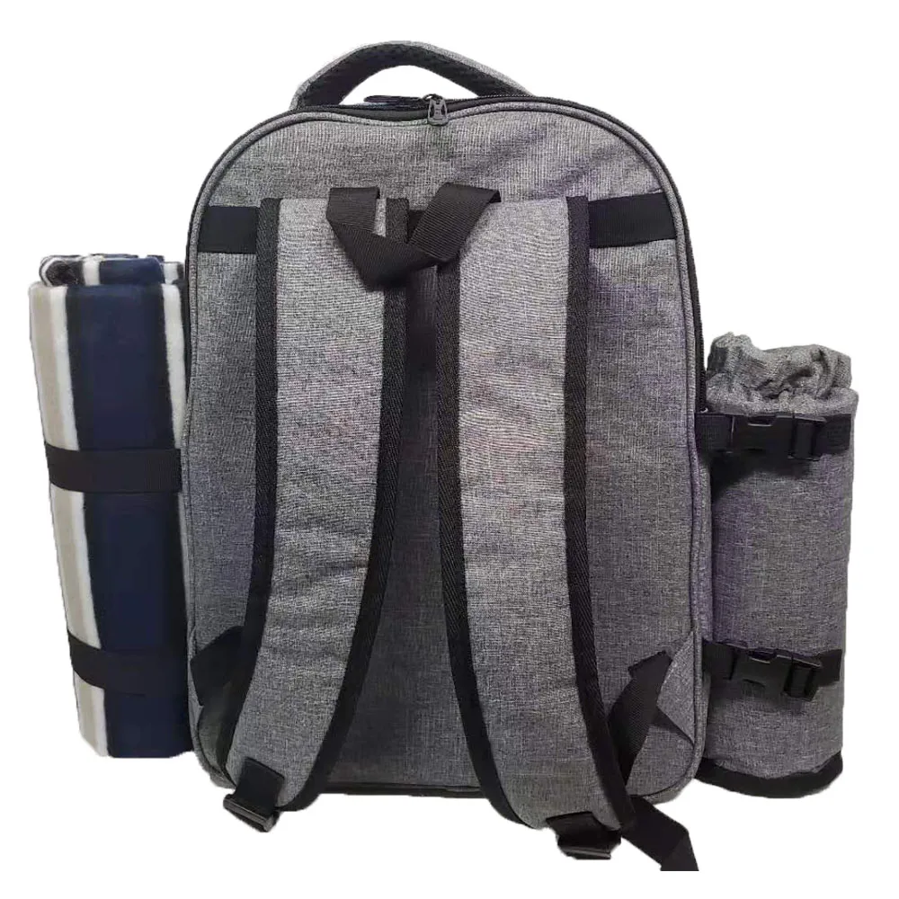 Picnic Backpack Stylish All-in-One Portable Picnic Bag with Complete Cutlery Set, Stainless Steel S/P Shakers | Picnic Blanket