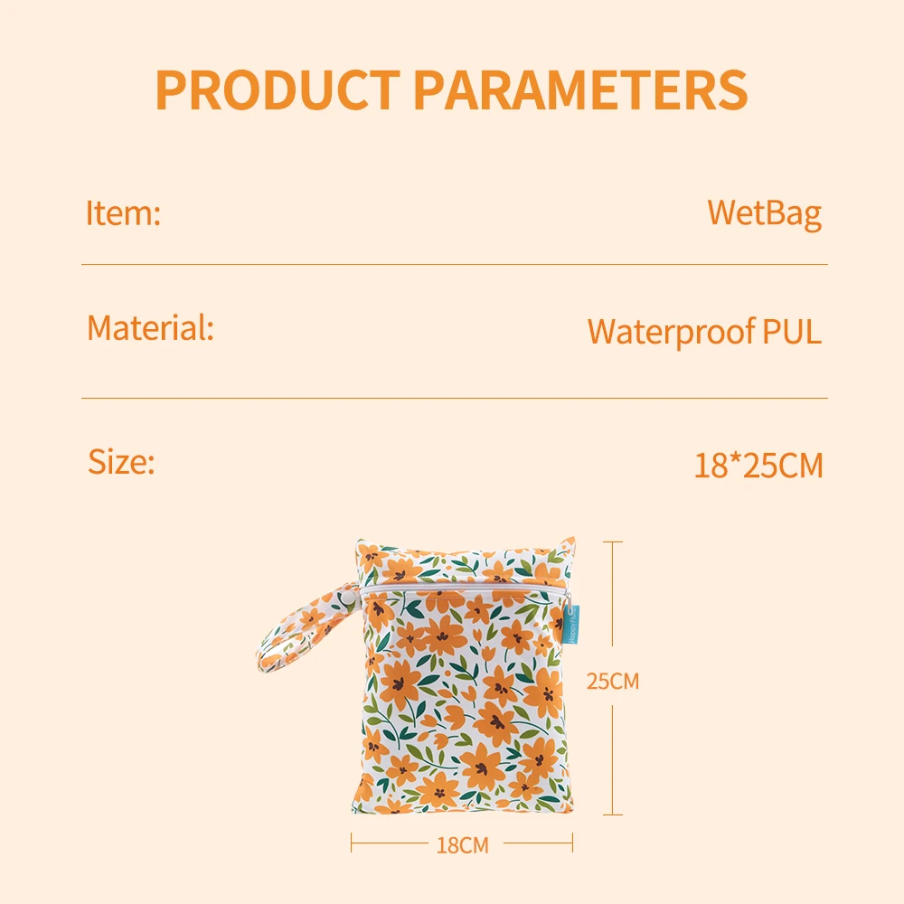 Happy Flute Wholesale Mini Wet Bag 18*25cm eco-friendly Wet Bag OEM PUL Baby travel Diaper Nappy storage wet Bag