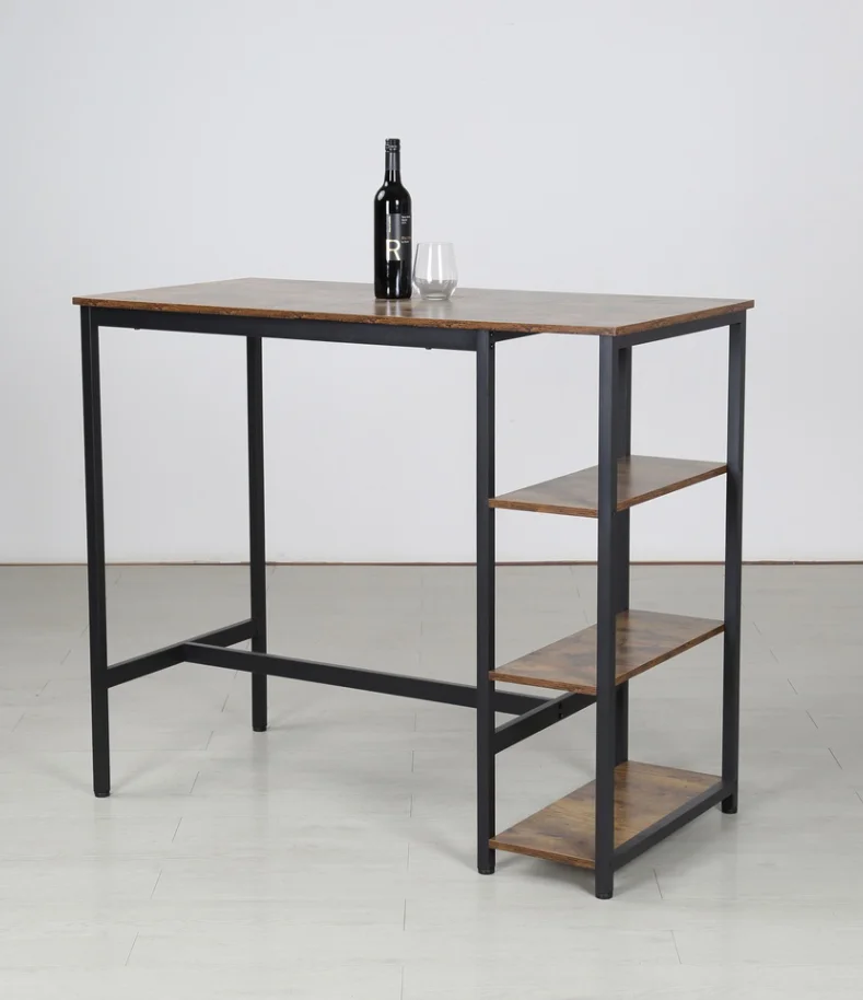 Деревянный барный стол с 2 стульями, металлический деревянный для комнатной гостиной