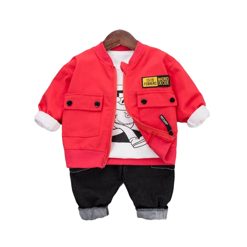 
New Style Casual Big Pocket Printed Boys Kids clothing Sets 3 piece suit Kids Sets 