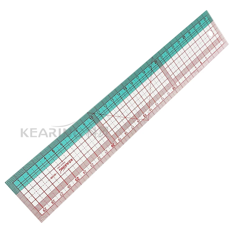 Kearing Colorful Transparent Flexible Plastic Pattern Grading Ruler for Sewing 30cm Metric Pocket Size Lightweight Durable#8030B