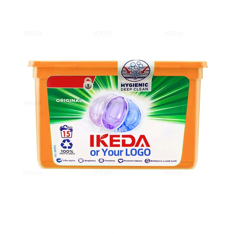 IKEDA 3 in1 laundry detergent pods supplier OEM/ODM washing capsules detergent organic laundry pods for Clothes manufacturer