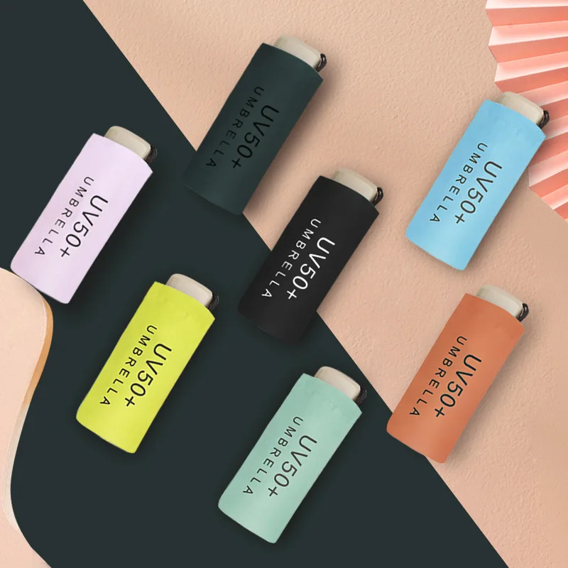 Low MOQ Sun Protection UV Travel Portable Mini Folding Pocket Compact White Anti-UV Pocket Mini UV Protective Umbrella  for Girl