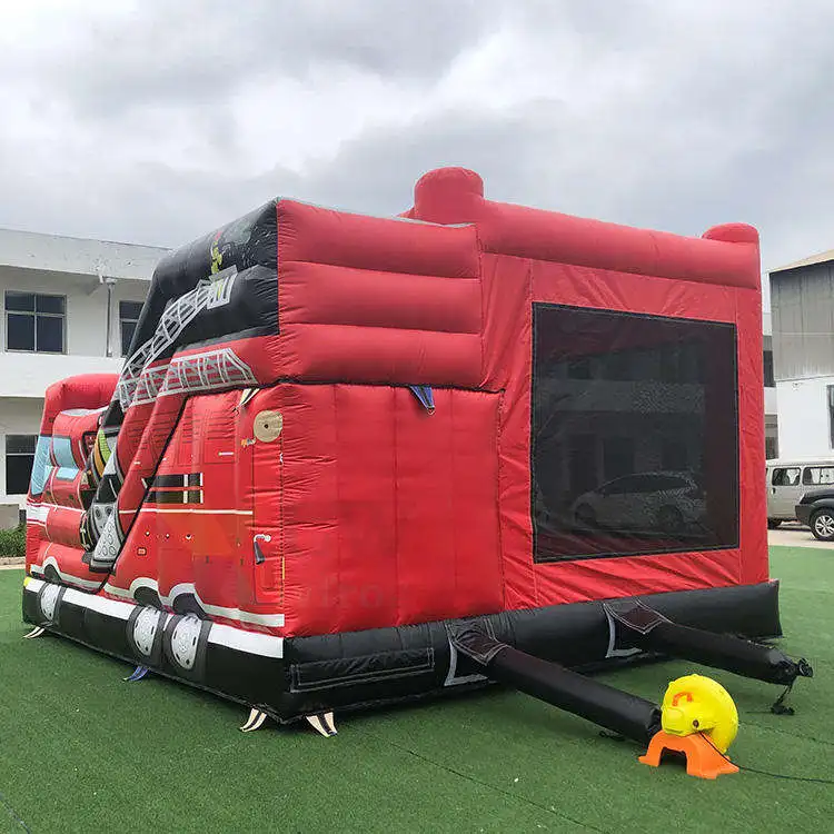 China Inflatables Manufacturer Commercial Fire Station Theme Amusement Park Bouncy House inflatable
