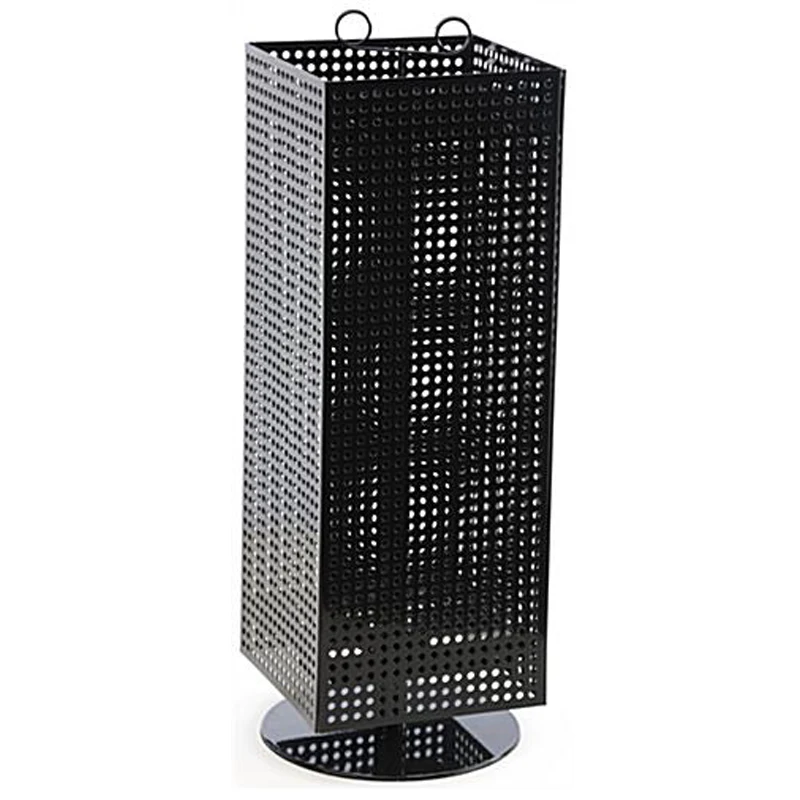 Free standing black color custom countertop display stand rotating pegboard racks with hooks