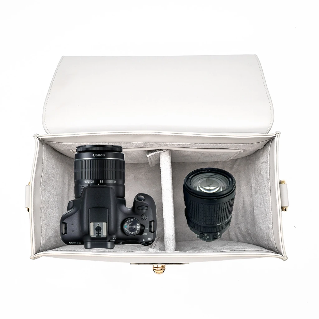 Custom Microfiber Leather Fashion Photographers DSLR Camera Crossbody Camera Bag