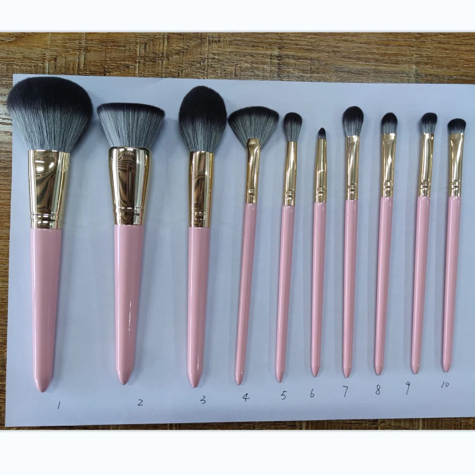 GRACEDO 10pcs pink unique makeup brush corn silk soft brush hair new fashion customize logo factory wholesale makeup brush set