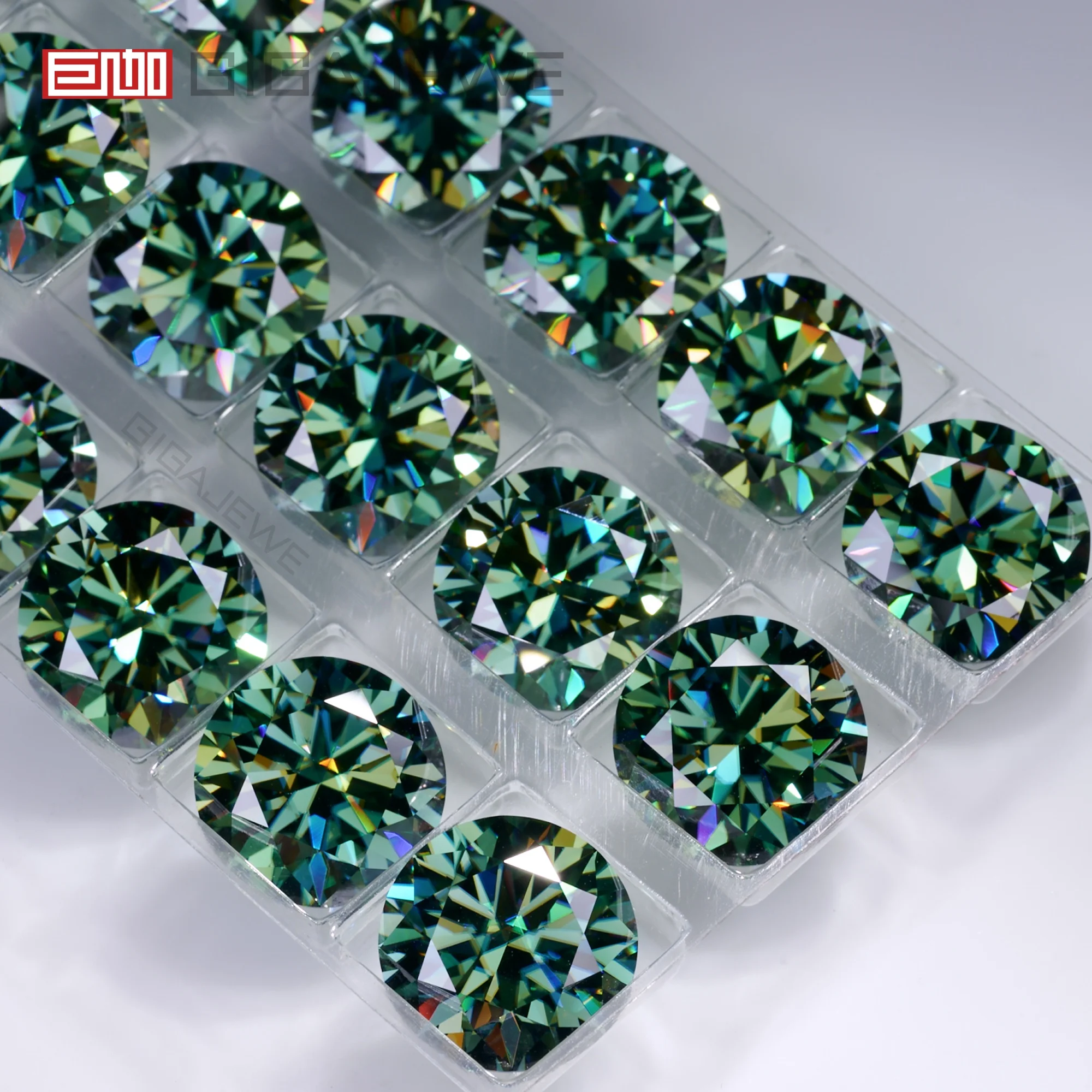 GIGAJEWE wholesale natural cyan/blue green color moissanite round and fancy cut synthetic gemstone for jewelry making