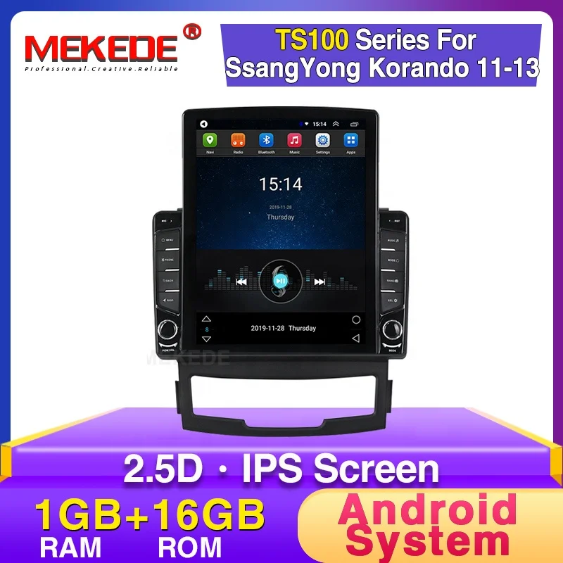 Tesla Vertical Android IPS+2.5D+DSP 4G LTE Car Radio Player For SsangYong Korando 2011-2013 no dvd with 2+32GB/1+16GB GPS BT