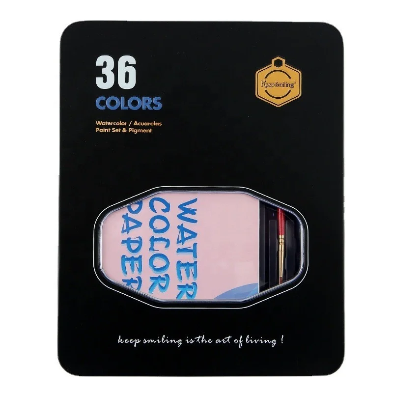 Keep Smiling Professional 36color Non-Toxic Solid Watercolor Paint Set For Drawing