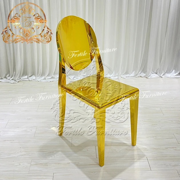 Gold Stainless Steel High Back Wedding Ghost Chair