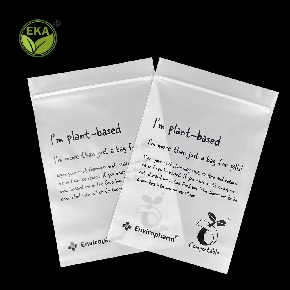 Eka PLA Custom Logo Underwear Women Printed Ziplock Corn Starch Resealable Biodegradable Plastic For Clothing Packing Bag