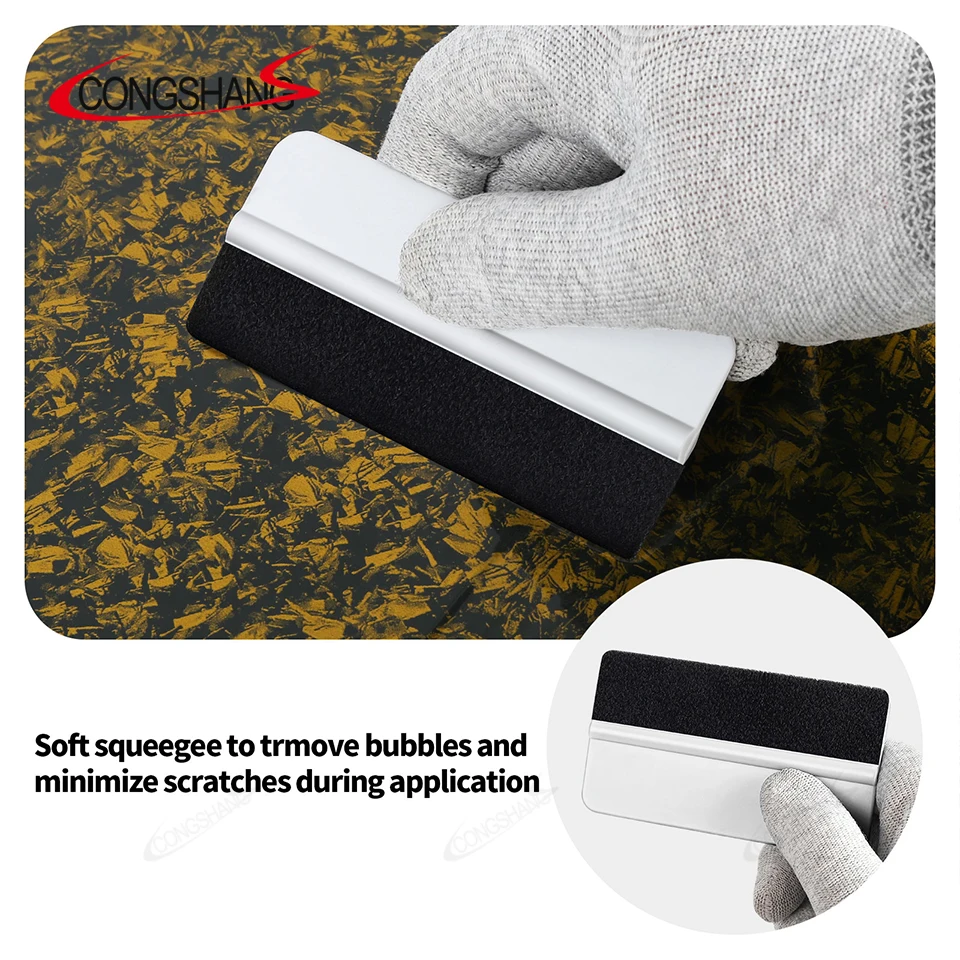 CONGSHANG Vinyl Wrap Car Window Film Tinting Tool Plastic Mini Squeegee With Felt Micro Squeegee