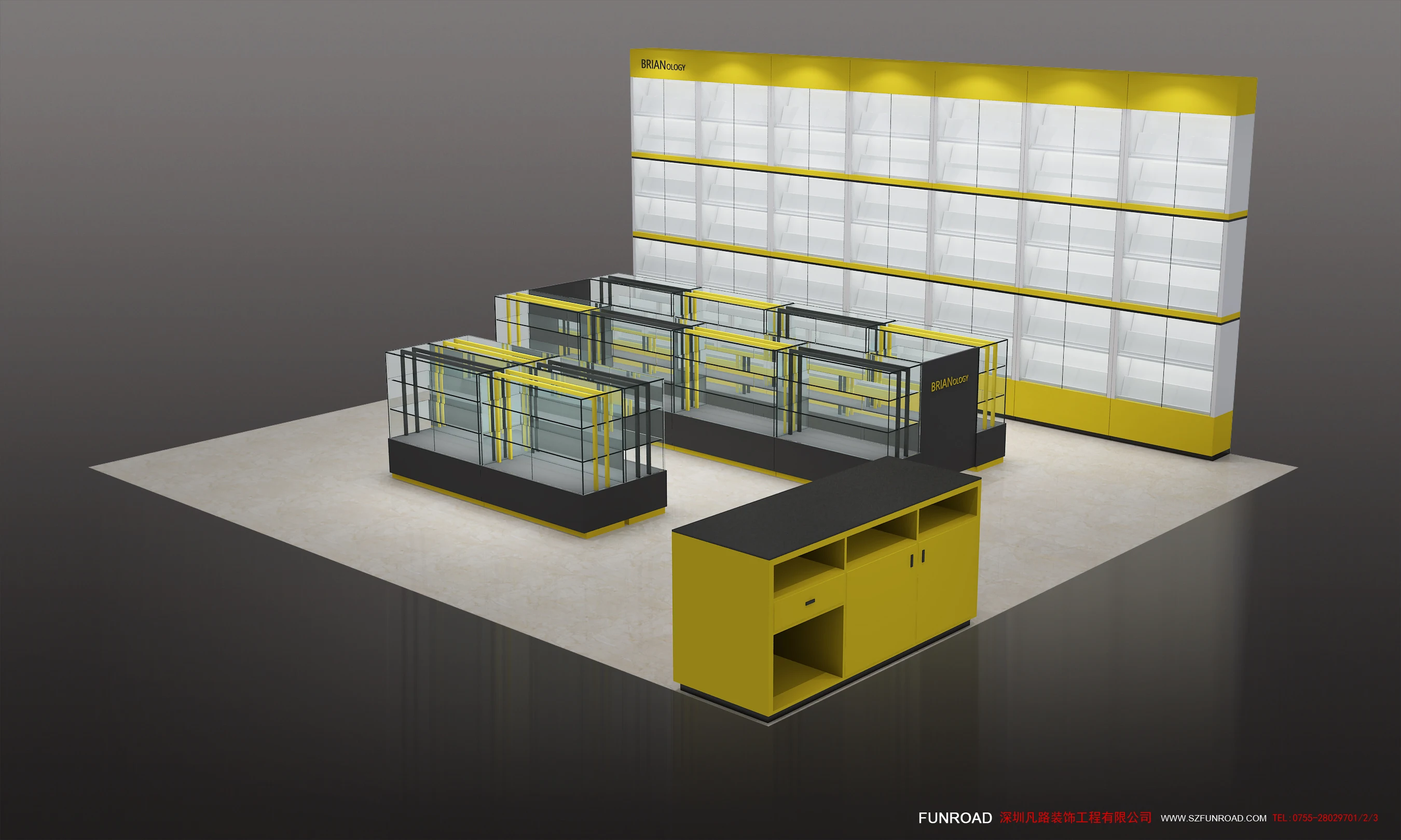 Custom design Laptop Display Cabinet Furniture Mobile Shop Counter Design for sale