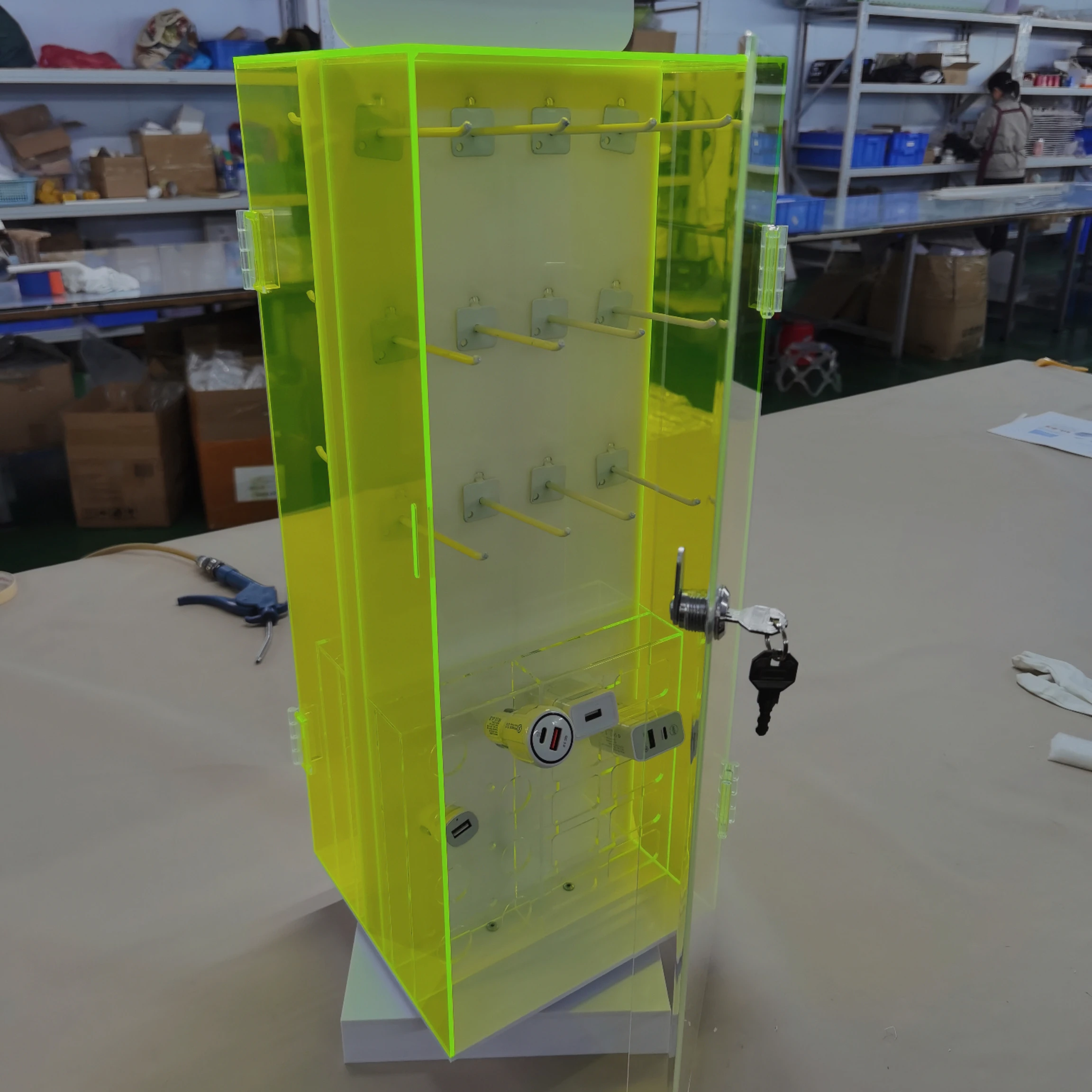 acrylic display rack for usb charger data cable aux cable wired earphone phone charger mobile phone accessories display rack