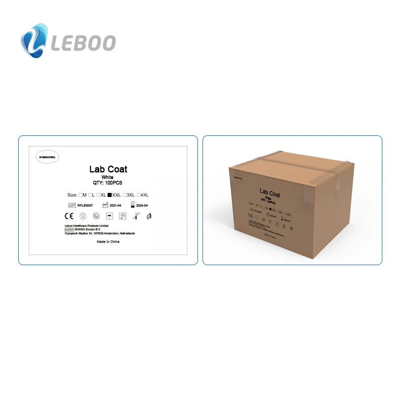 Лабораторное пальто, одноразовое Медицинское использование для больницы, полипропиленовый материал белого цвета