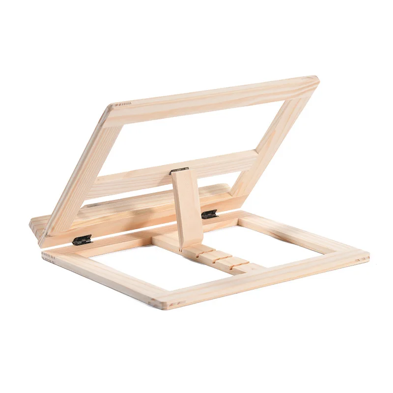 Reading Book Stand Bamboo Cookbook Stand with 4 Adjustable Height Hands Free Book Holder Stand