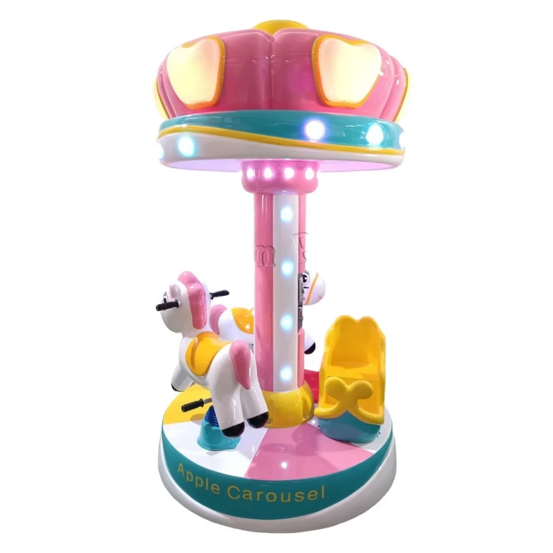 Interesting coin operated game kids carousel 2-3 player Apple Carousel for kids and sale