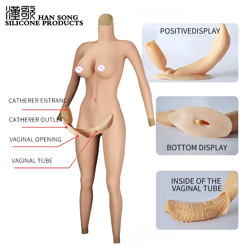 Silicone Full Bodysuit With Arm For Transgenders Drag Queen Breast Plate Forms With  Fake Vagina Panties