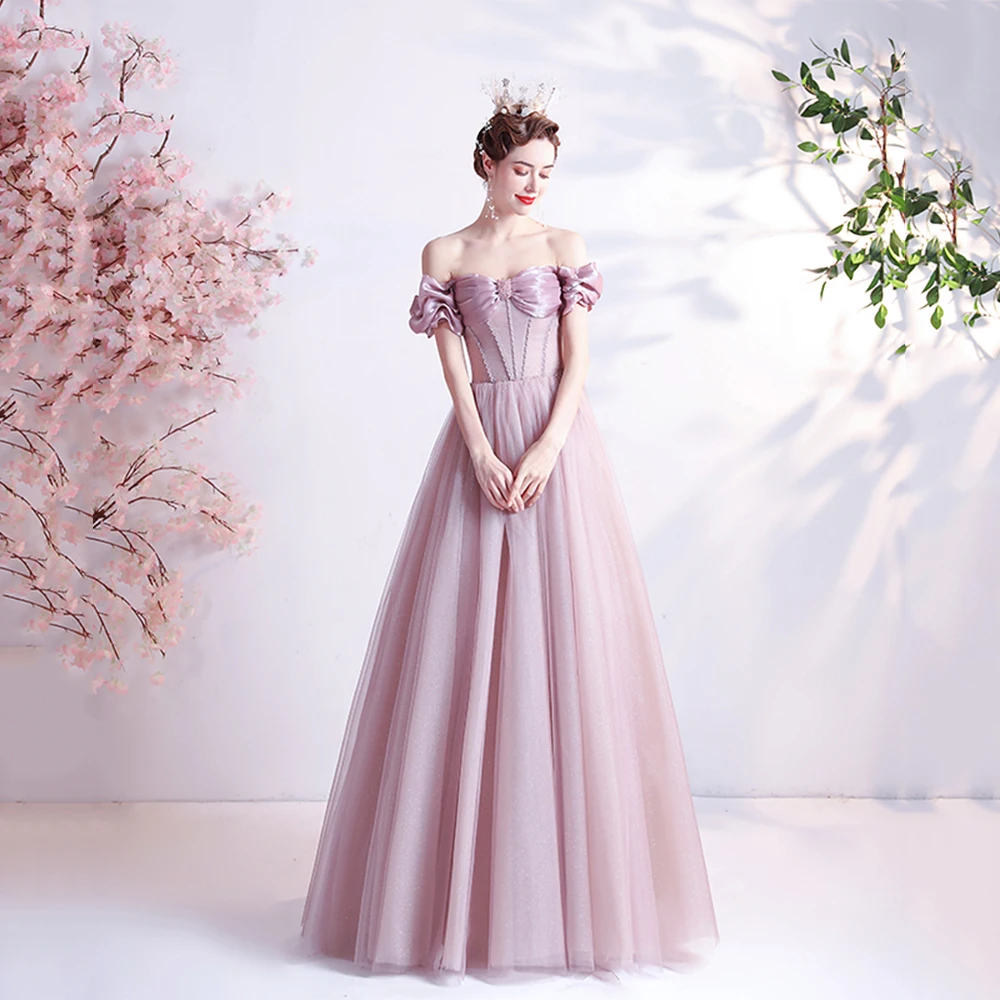 Hot-selling Cheap Pink Elegant Bride Wedding Toast Dress Banquet Annual Meeting Wedding Evening Dress