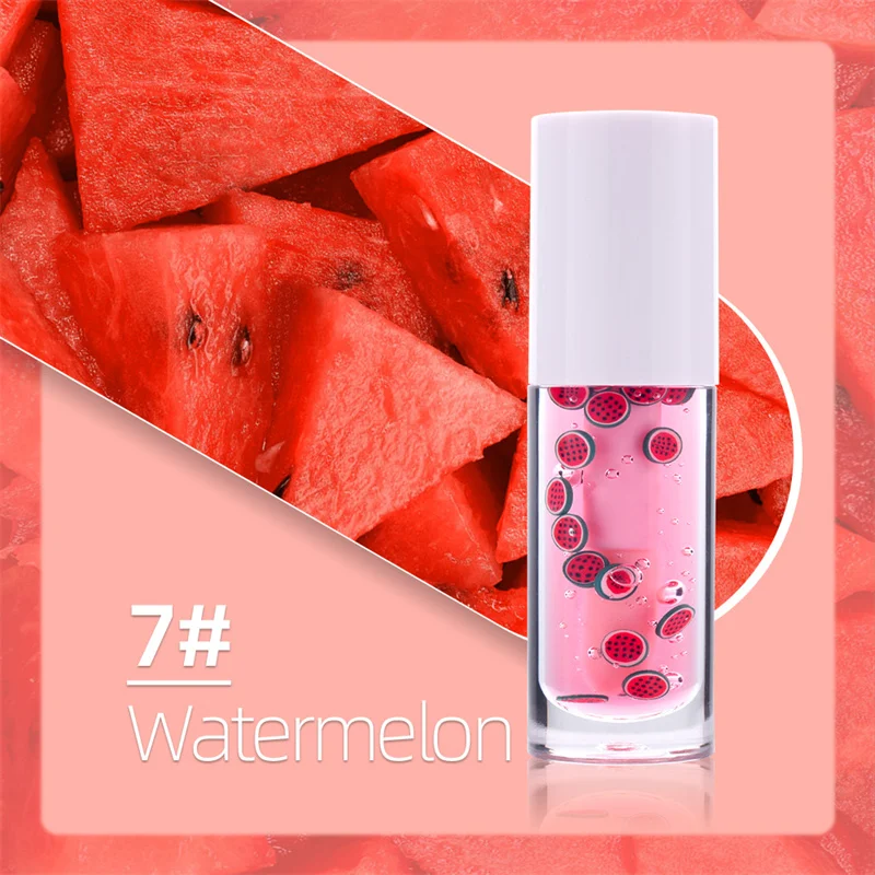 Vegan Natural Fruit Flavor Lipgloss Lip Gloss Private Label Moisturizing Strawberry Clear Pink Watermelon Lip Plumping Oil