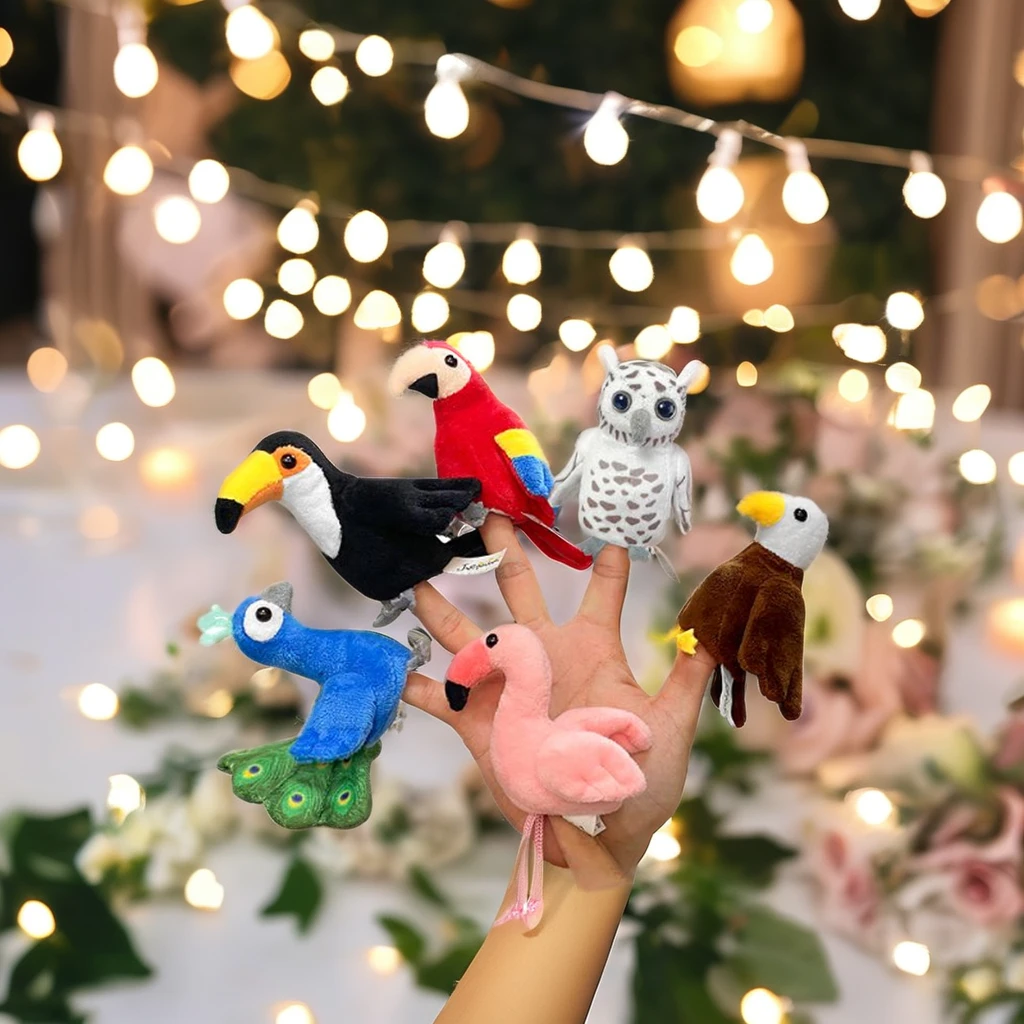 Cute Custom Plush Figure Toys Parrot Owl Bird Finger Puppet Educational Stuffed Animal Toys for Kids