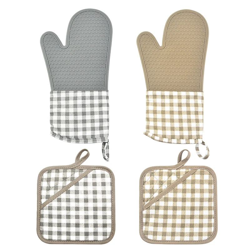 Kitchen Cooking Tools Mittens Silicone Gloves With Heat Pad And Non-Slip Microwave Oven Gloves