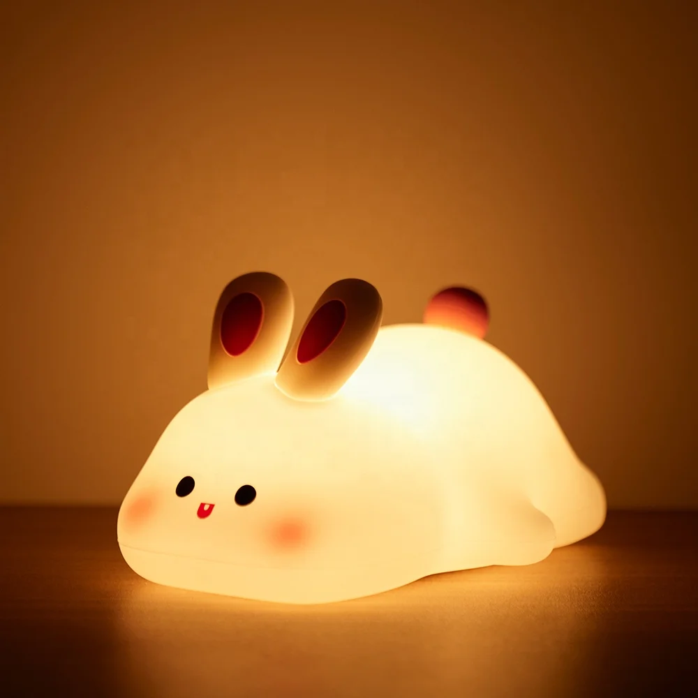 High Quality Bunny Baby Rabbit LED Night Lights Kids Lamp Animal Rabbit Silicone Lights for Children Bedroom Decoration Gifts