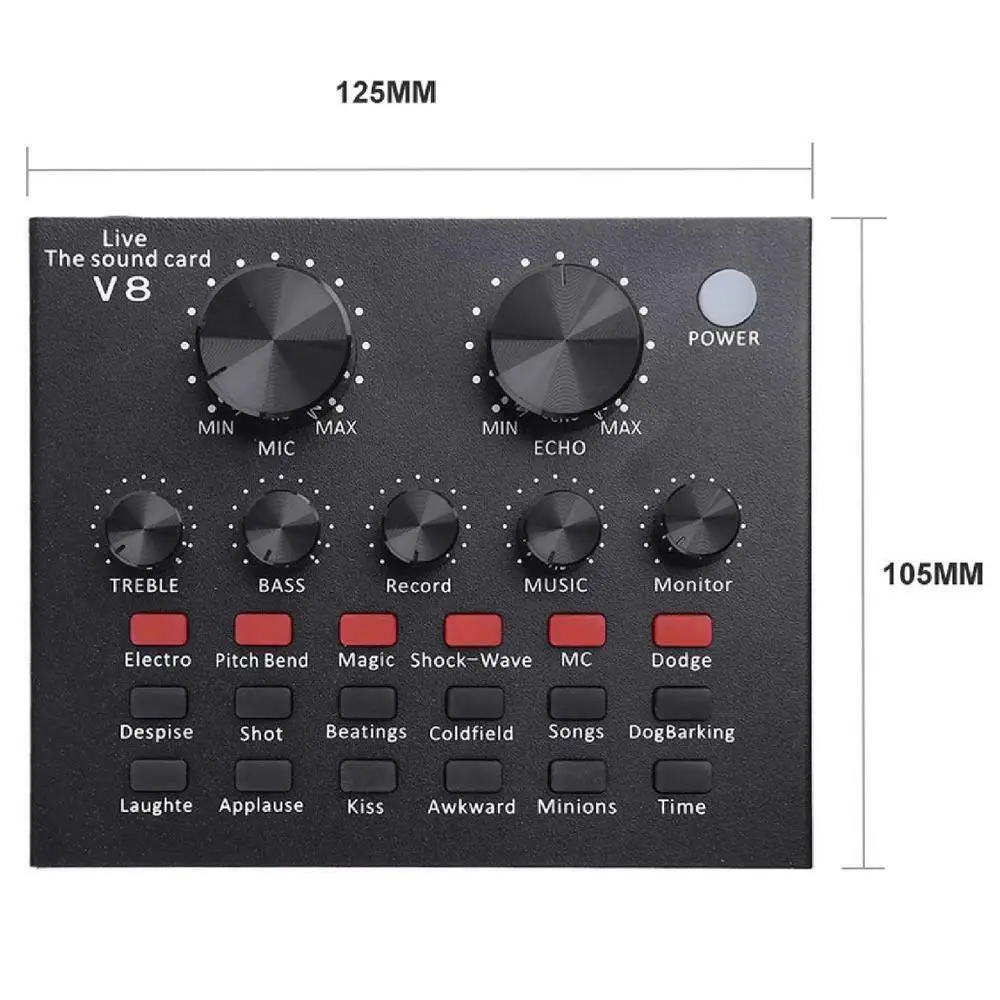 V8 Hot Sale Product Voice Changer Audio Interface Sound Card