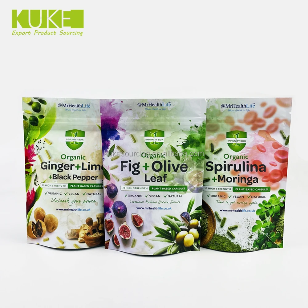 30g 50g 100g Custom coffee powder mylar stand up moringa powder packaging bags pouch