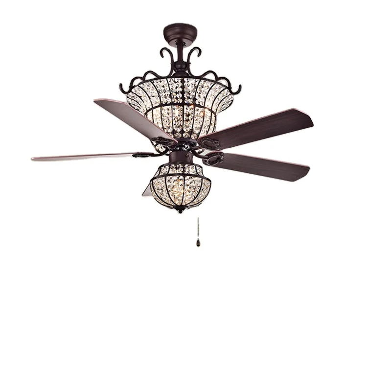 Luxury Crystal chandelier ceiling fan Rustic silver crystal remote control ceiling fan with light