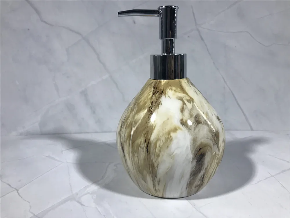 Top Quality Bicolor Stand Marble Toilet Dish Sets Toothbrush Holder Bathroom Set Soap Dispenser