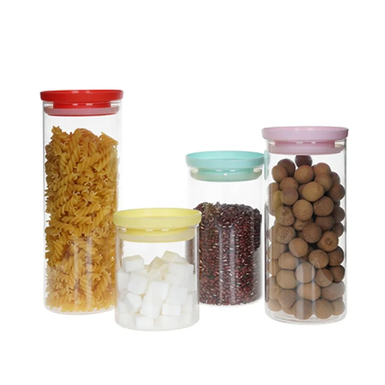 stackable high borosilicate glass storage jar airtight food storage canister