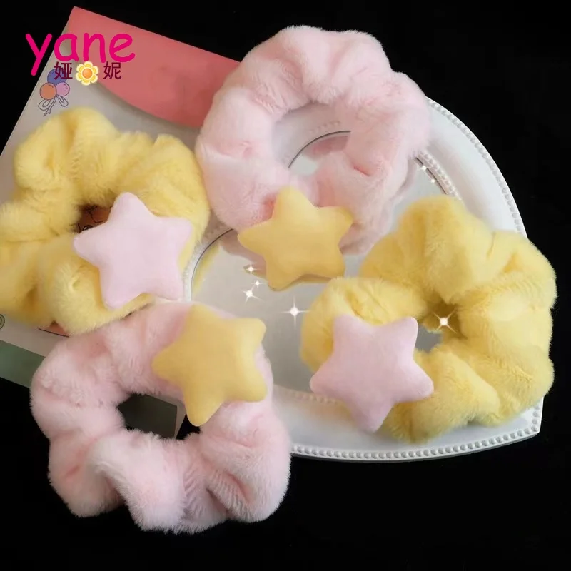 Sweet warm winter wholesale scrunchies star scrunchy hair ties girl ponytail holder