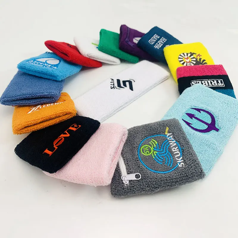 Promotional cotton sport wristband terry wrist band woven wristband