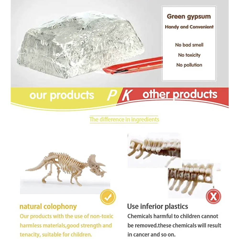 
Dino Dig Kits T-Rex,Triceratops and Diplodocus,Dinosaur Fossil Excavation Kits 