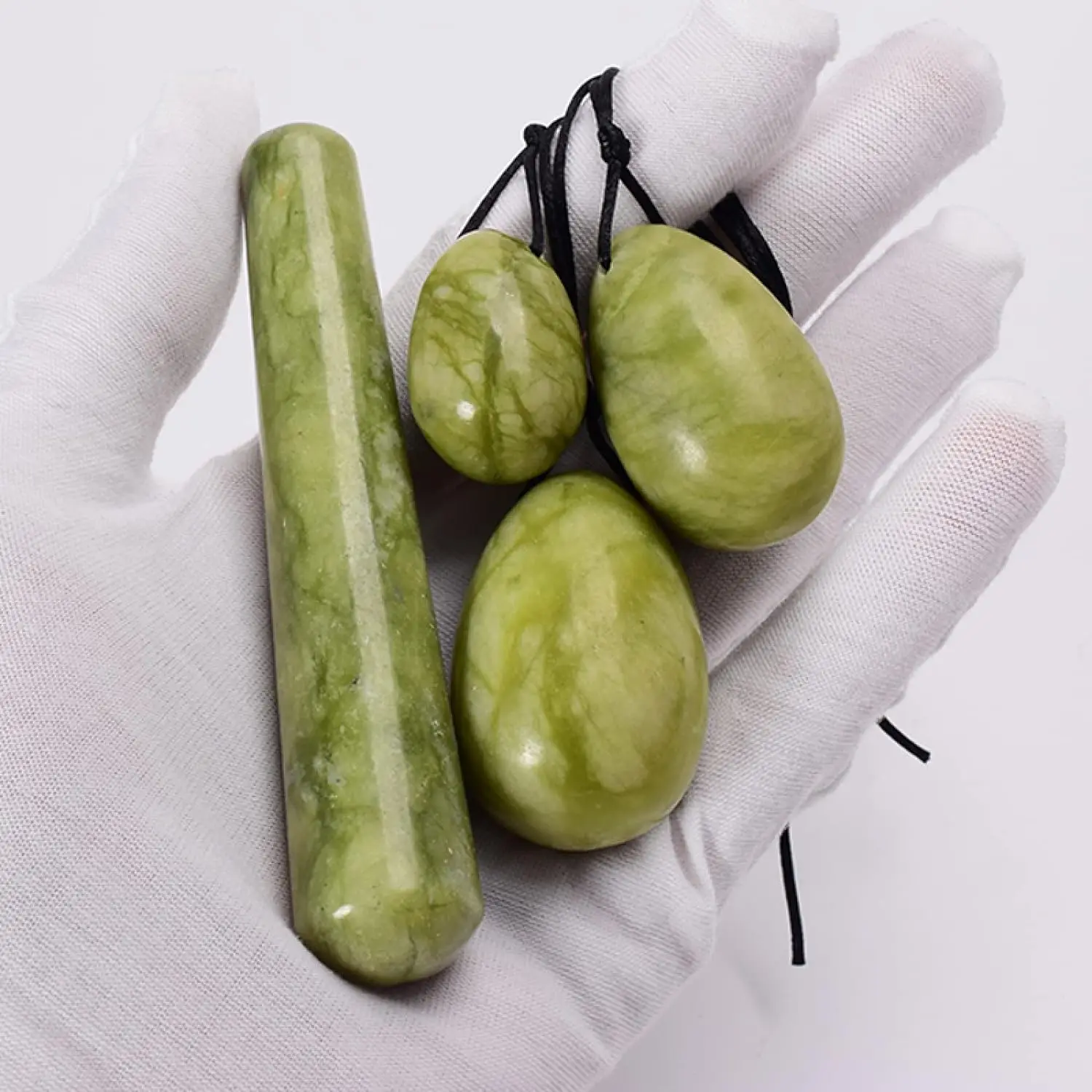 Natural Black Jade Stone Blue Vein Stone Smoke Crystal Yoni Eggs Obsidian Yoni Egg For Kegel Exercise Nephrite Jade Yoni Egg Set
