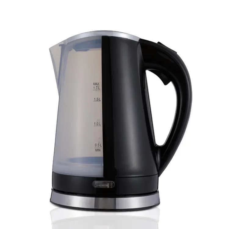 Black 2.5L  plastic water kettle with big visible water level window easy to use