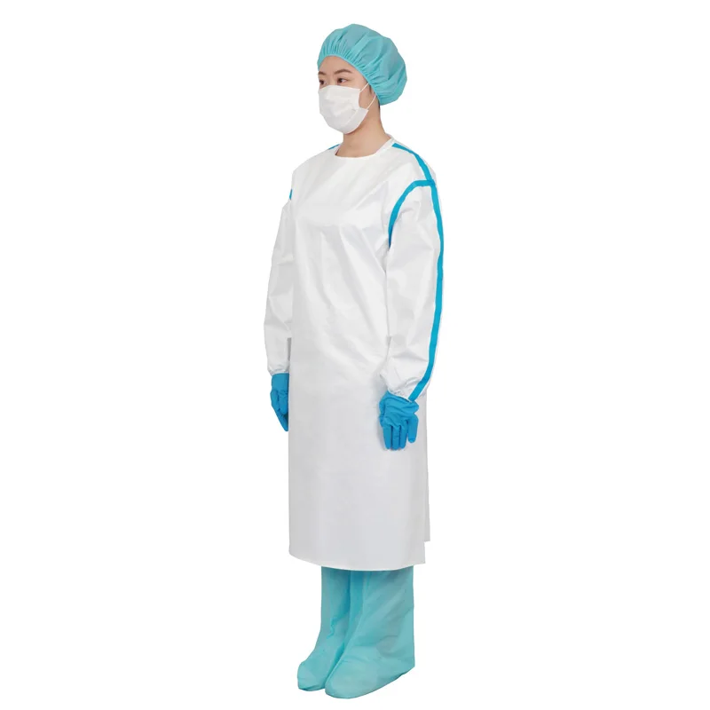 Level 4  Disposable Clothes Isolation Gown Non Woven Safety Coverall PP+PE Clothing with Elastic Cuffs