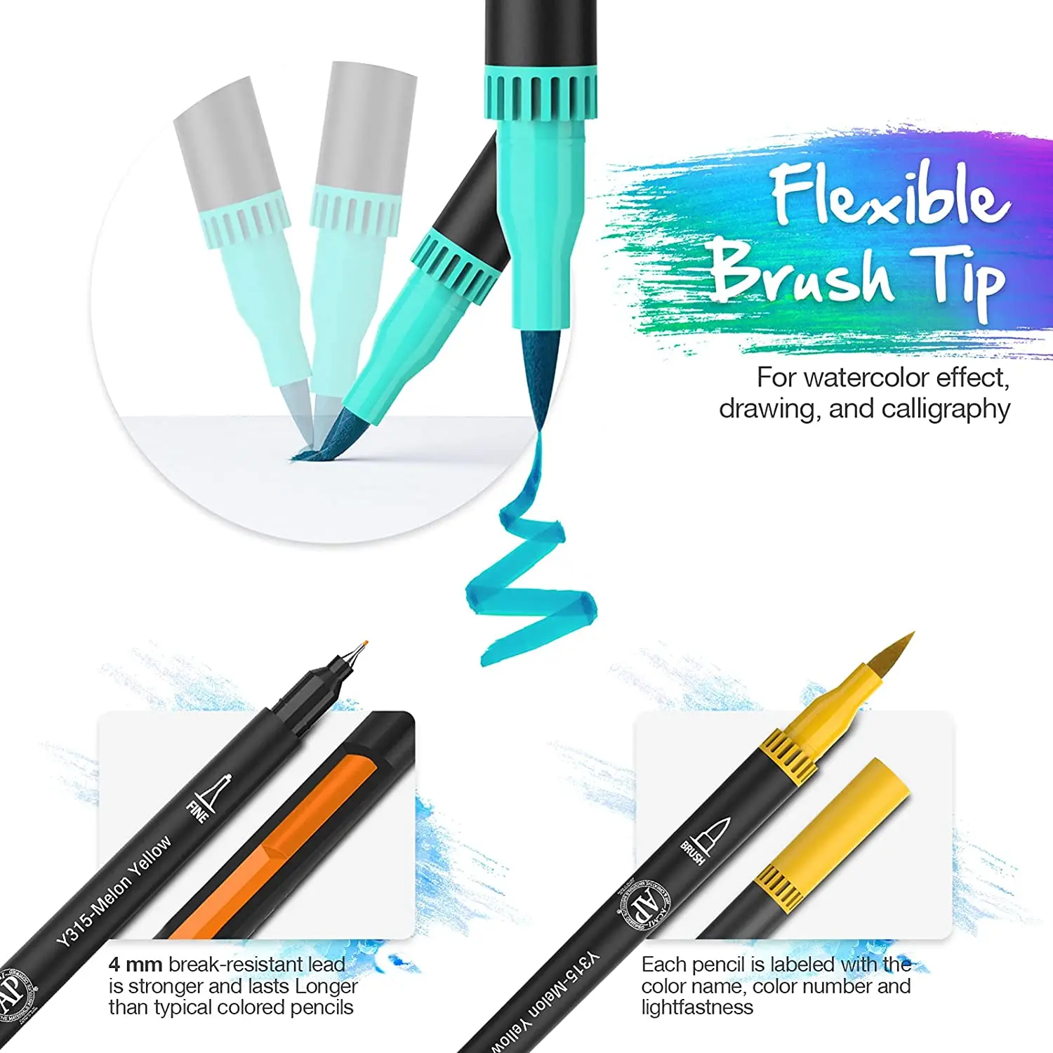 60/72/120 Colors  Art Markers 0.4mm Fine liners & Brush Tip Watercolor Pen Set