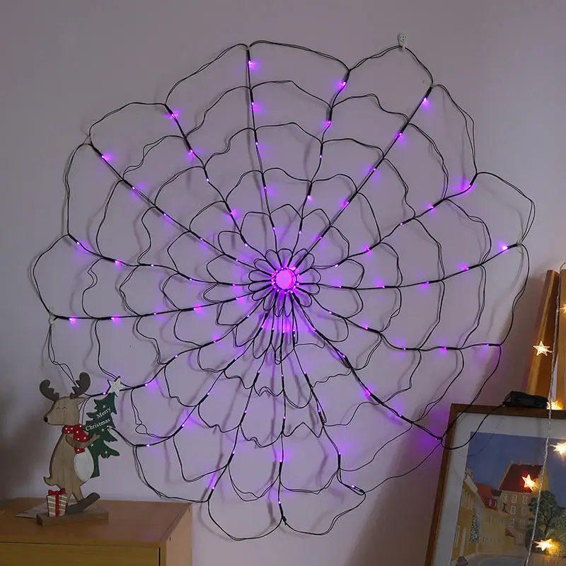 Хэллоуин жуткая атмосфера украшенная паутина огни гирлянда призрак фестиваль 8 рабочих режимов веб-огни