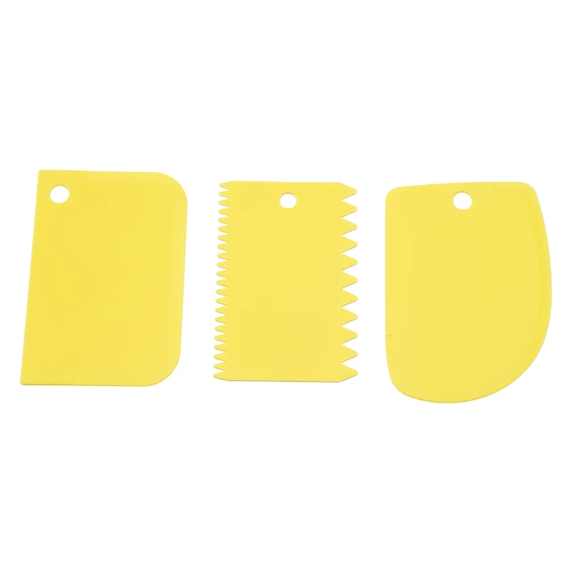 3-piece baking pastry tools plastic dough scraper cake comb cream scraper